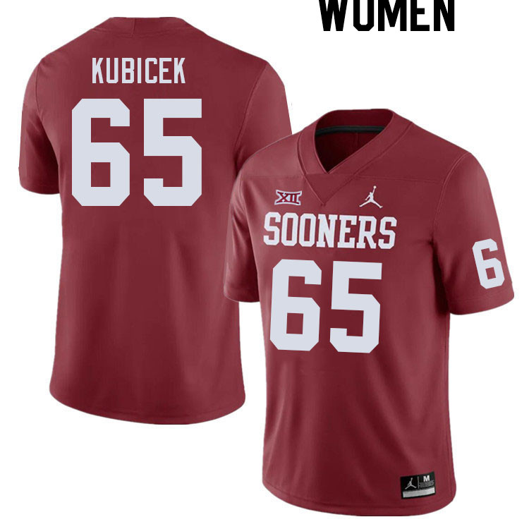 Women #65 Ty Kubicek Oklahoma Sooners College Football Jerseys Stitched Sale-Crimson - Click Image to Close